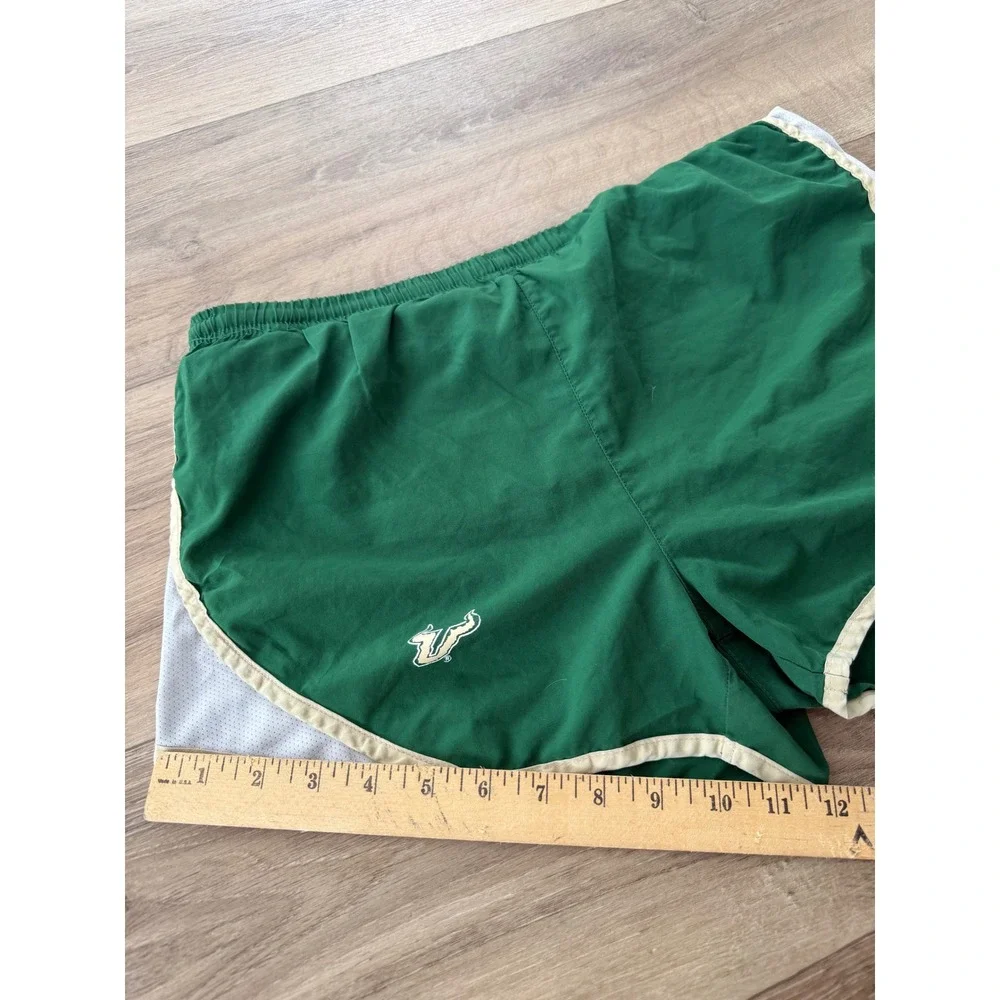 Nike Team USF Bulls Running Shorts Womens Medium Green White Athletic Gym 0865